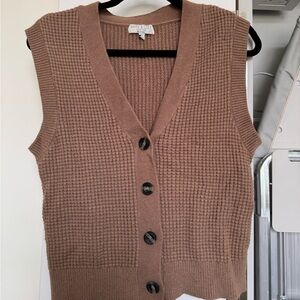 Women's Brown Knit Button Down Sweater Vest